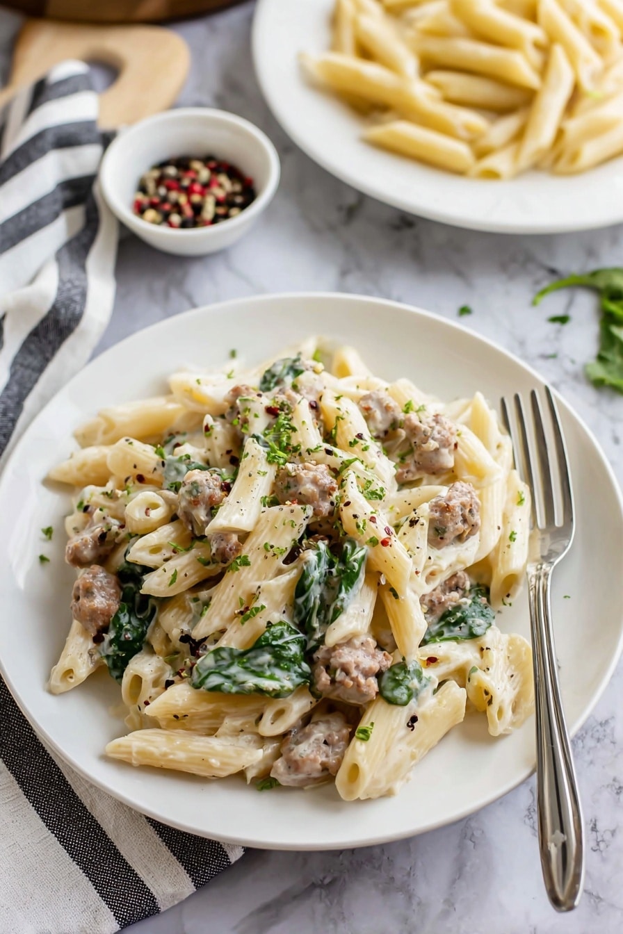 Creamy Italian Sausage Pasta - Serving Suggestion