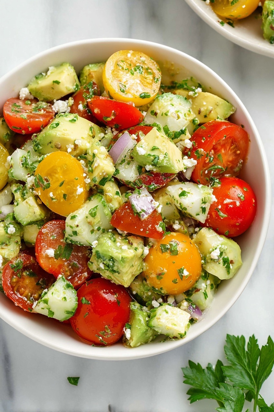 Cucumber Tomato Avocado Salad - Serving Suggestion
