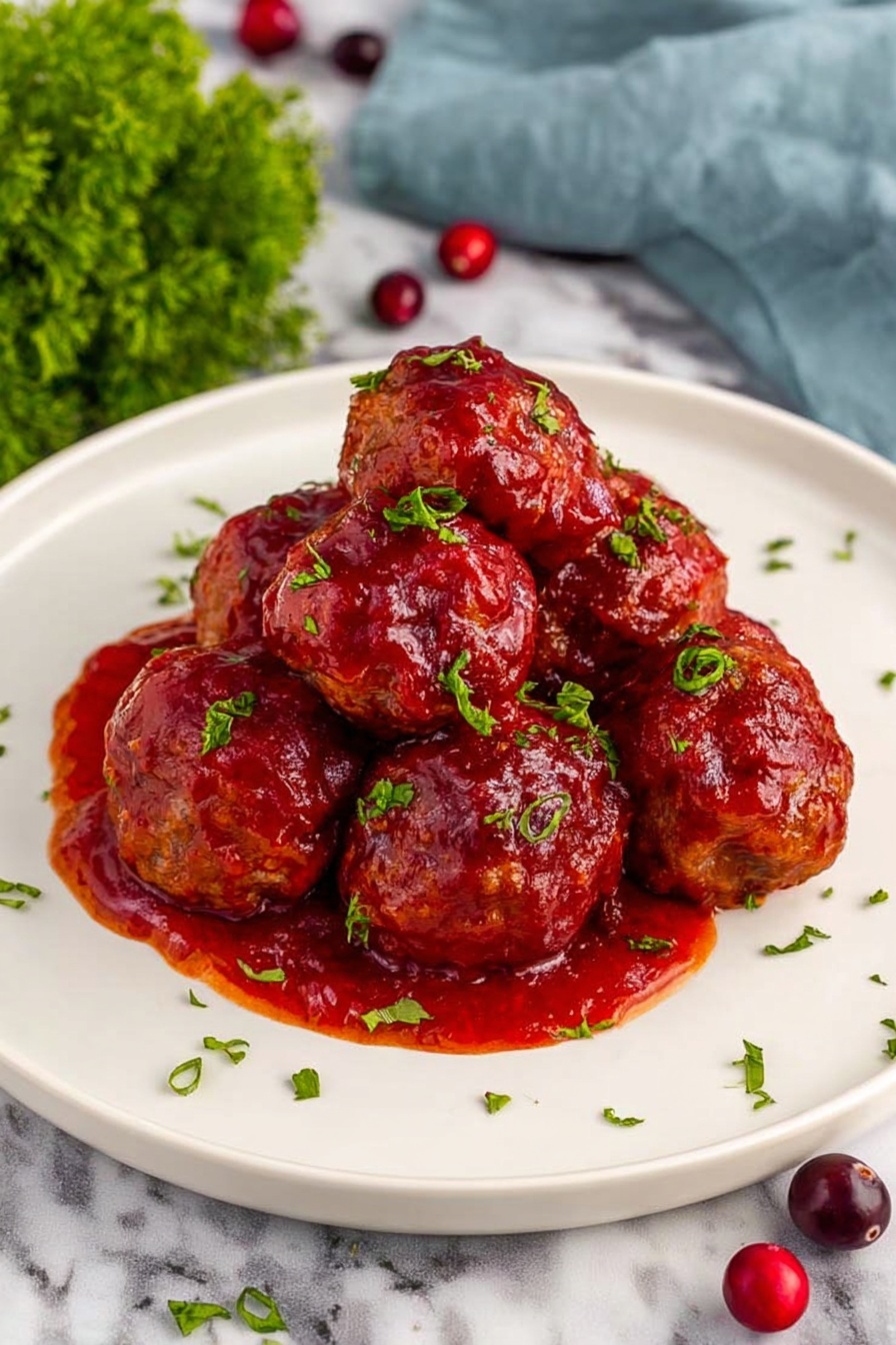 Cranberry Meatballs - Serving Suggestion