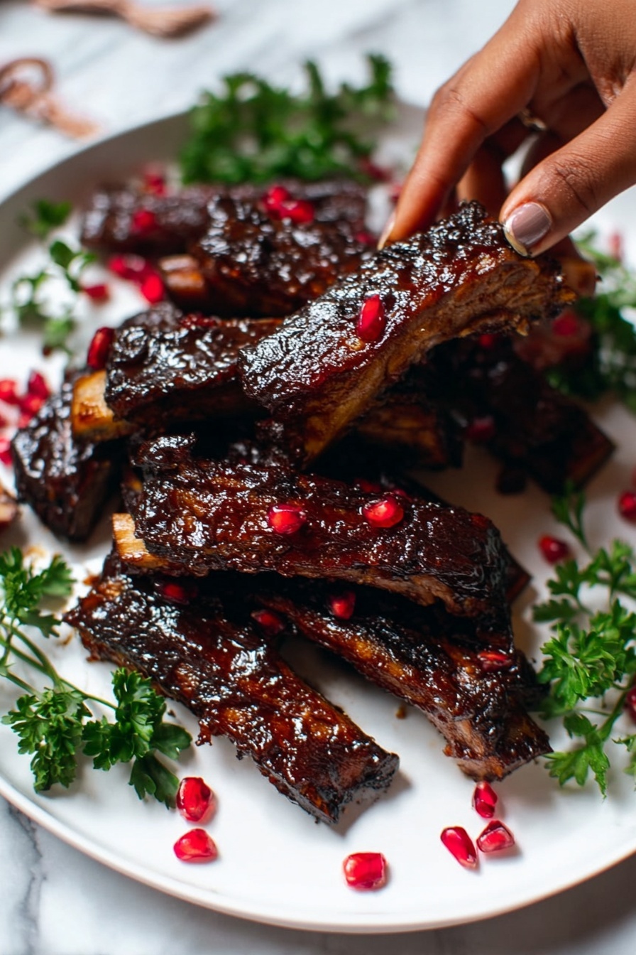 Pomegranate Balsamic Glazed Ribs - Serving Suggestion