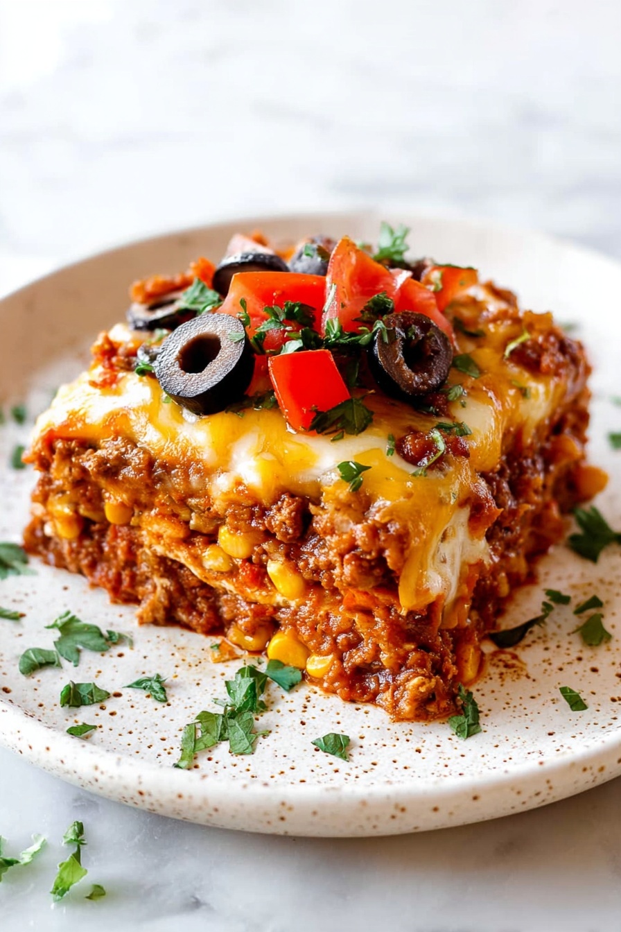 Flat lay of a mound of lean ground beef, a whole yellow onion with smooth skin, a small white ceramic bowl with white all-purpose flour, a small white bowl filled with bright red chili powder, small white bowls each containing ground cumin, garlic powder, ground coriander, salt, smoked paprika, dried oregano, and cayenne pepper, a small white bowl with deep red tomato paste, several whole garlic cloves with papery skins, a small white bowl of rich golden chicken broth, a small white ceramic bowl holding fire roasted diced tomatoes with juices, a small white bowl of chopped mild green chiles, a small white bowl with fine unsweetened cocoa powder, a small white bowl with granulated white sugar, a pinch of ground cinnamon on white ceramic plate, a small pile of rinsed and drained light brown pinto beans, a small white bowl with bright yellow frozen sweet corn kernels, a small white bowl of glossy black sliced olives, a small white bowl with translucent pale apple cider vinegar, a stack of uncooked regular large rectangular lasagna noodles with pale yellow color, shredded Monterey Jack cheese in soft white curls on a white plate, shredded sharp cheddar cheese with vibrant orange color on a white plate, a small white bowl with smooth sour cream, a small white bowl with softened cream cheese whipped smooth, a small white bowl of mild green salsa verde, a small white bowl with fine salt crystals — all ingredients perfectly arranged in symmetrical balance in a professional flat lay, placed on a clean white marble surface, soft natural light, photo taken with an iPhone, professional food photography style, fresh ingredients, white ceramic bowls, no bottles, no duplicates, no utensils, no packaging --ar 2:3 --v 7 --p m7354615311229779997