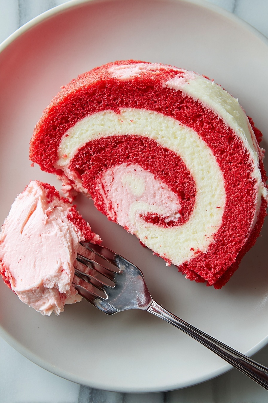 Candy Cane Roll Cake - Serving Suggestion