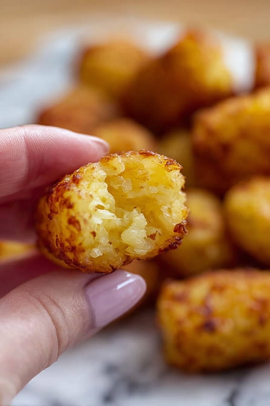 The image shows a metal baking tray lined with white parchment paper, holding 30 small, golden-yellow round dough pieces arranged neatly in six rows and five columns. The dough pieces have a smooth texture with tiny orange specks visible throughout. On the bottom right corner of the tray, there is a silver cookie scoop filled with the same dough, resting on the parchment paper and partially on the tray. The tray is placed on a wooden surface with a warm brown tone. photo taken with an iphone --ar 2:3 --v 7