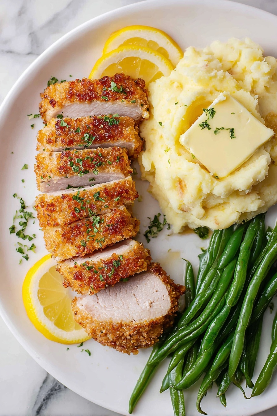 The image shows six steps of making a breaded meat dish on a white marbled surface. The first image features a white bowl with a flat, even layer of light brown breadcrumbs inside. The second image shows four raw meat pieces on a white tray, each covered with a spread of creamy white mayonnaise. The third image displays one raw meat piece placed in the center of the white bowl with breadcrumbs. The fourth image shows a single meat piece coated with mayonnaise resting on top of breadcrumbs in the bowl. In the fifth image, the meat is fully coated with breadcrumbs, sitting inside the bowl. The last image presents four finished meat pieces, fully breaded and ready, laid out side by side on a white tray. A wooden spoon with breadcrumbs is near the bowl, and a woman's hand appears holding breadcrumbs in the background. Photo taken with an iphone --ar 2:3 --v 7