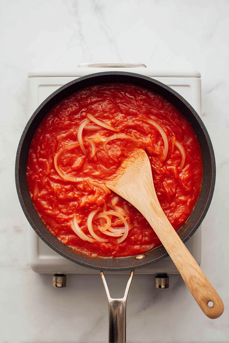 The image shows a bowl filled with shredded orange chicken meat mixed with sauce, garnished with small green herb pieces scattered on top. The chicken looks soft and moist with a textured surface. At the bottom edge of the bowl, there are three lime slices with bright green skin and pale green inside, adding contrast. A black spoon rests inside the bowl, slightly under the chicken. The bowl is a light brown ceramic with a speckled pattern. Nearby, on a white marbled surface, are a bowl of chopped white onions, half an avocado, and some tortilla chips slightly out of focus. Photo taken with an iphone --ar 2:3 --v 7