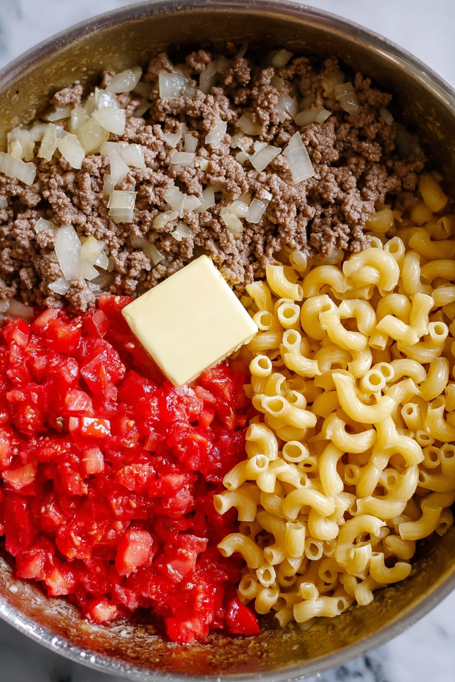 The image shows a close-up of a cheesy pasta dish being lifted with a wooden spoon. The dish has layers of creamy yellow-orange melted cheese mixed with small macaroni pasta, bright green peas, and pieces of red tomatoes. The cheese looks soft and stringy, stretching from the spoon back to the main dish. The pasta and vegetable mixture is inside a white bowl placed on a white marbled surface, and a blurred striped cloth is visible at the bottom. The scene is bright and focuses on the rich texture and colors of the food photo taken with an iphone --ar 2:3 --v 7