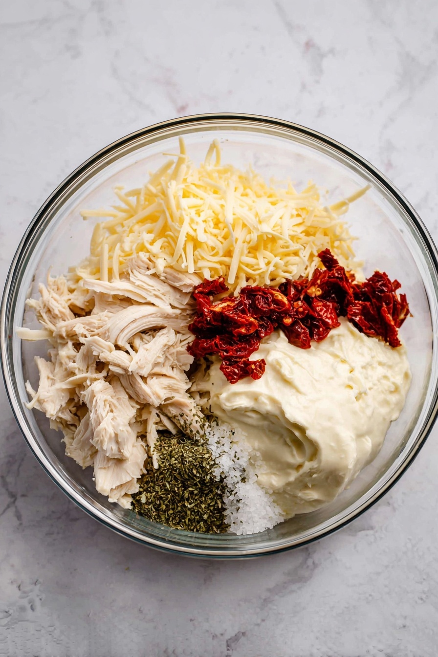 A white scalloped plate holds three large pasta shells filled with a creamy, orange-colored sauce mixed with bits of red, likely sun-dried tomatoes, and herbs. The shells are fully coated in the sauce, which has a smooth and slightly thick texture. Small green basil leaves are scattered on top and around the pasta for garnish. A golden fork rests at the edge of the plate, partially under the pasta. The plate sits on a white marbled surface, with a few green basil leaves also visible in the background. photo taken with an iphone --ar 2:3 --v 7